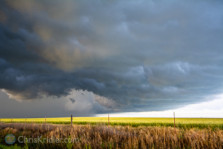 The storm was beautiful as the sun set near Helena, Oklahoma.