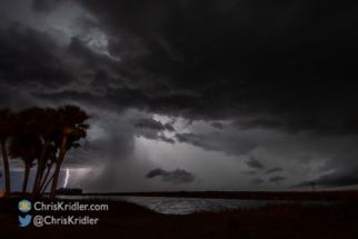 Lightning along the St. Johns River in east-central Florida.