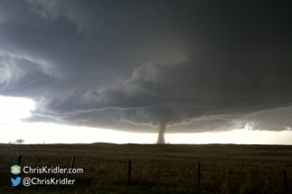 The dusty tornado gained in width.