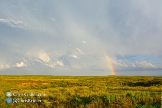 The storm showed off a rainbow.