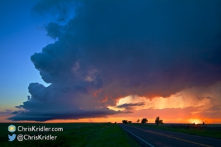 The sun set behind the updraft.