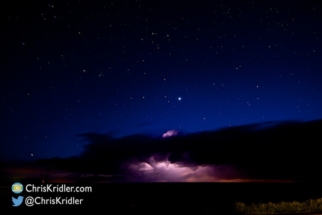 South of Minneola, Kansas, I stopped to shoot some lightning under the stars.