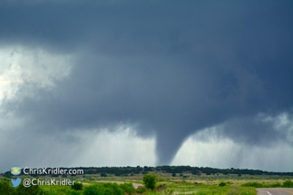 In open land, the tornado was impressive.