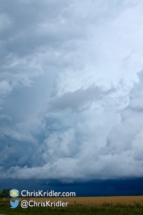 A wide shot of the retreating convection to the northeast.