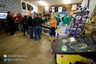 A crowd at the Twister Movie Museum in Wakita, Oklahoma.