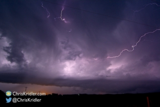 Lightning in the storm as I moved east to stay ahead of it.