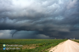 The tornado got skinnier as rotation continued on the east end of the storm.