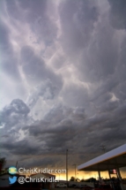 Looking west, the mammatus were amazing at Dumas.