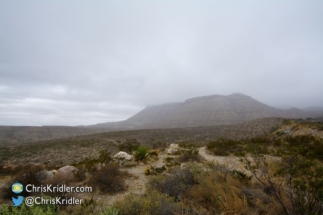 Lingering fog and rain from the cold front shrouded the Guadalupe Mountains.