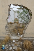 Broken doorways at the abandoned hotel.