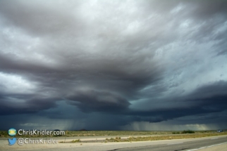 The storm develops laminar features.