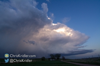 From the west, we watched the old and new updrafts lit by the setting sun.