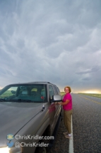 Peggy and her 'Prairie Schooner.'