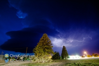 The base of the storm assumed a pretty, spinning-top appearance.