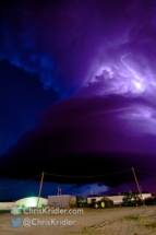 Here, the bell-shaped updraft betrays the storm's rotation.