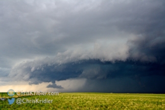 A wall cloud started to form as seen from our position northeast of Byers.