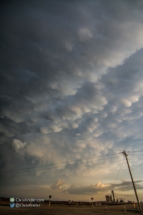 Mammatus clouds over the feed lot to the south.