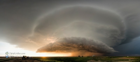 Another multi-image panorama shows the storm at sunset.