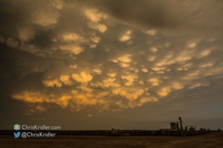 The mammatus really lit up with the sunset.