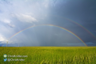 Another view of the double rainbow over the wheat field.