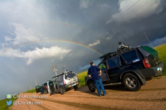 Chasers under the rainbow.