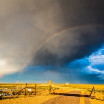 The sun was setting, creating a beautiful rainbow.