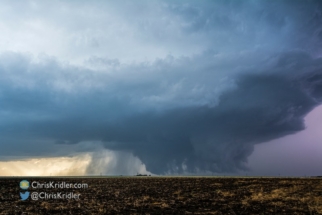 The meso threatened to become a large wedge tornado.