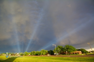 We'd caught up with chaser friends in Dodge City and shot these rays from town.