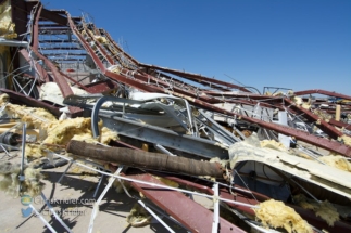 The tornado destroyed this landfill building.