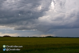 The wall cloud got pretty pointy as I tried to get into position.