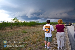 Bill Hark and Peggy Willenberg check out the storm.