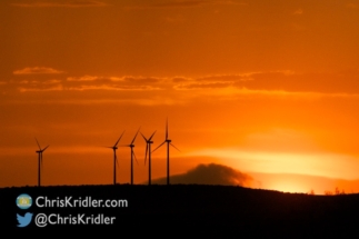 And the sun set behind more wind turbines.