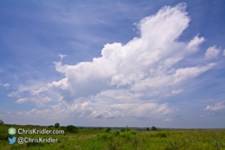 We paused to shoot the cumulus clouds building north of us, over Canadian.