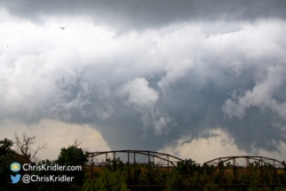 A large tornado then spun in almost the same location for several minutes.