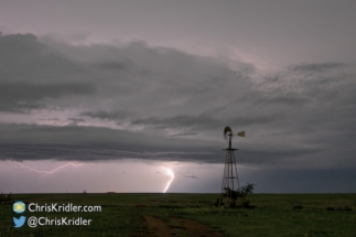 Farther north, we caught some lightning near Darrouzett, Texas.