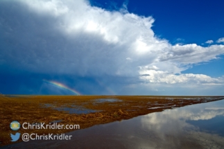 We watched the line overtake us, then shot this rainbow west of Healy.