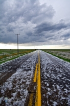 Here's another look at the hail-covered road, but to the north.