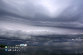 Cape Canaveral Hospital is dwarfed by the approaching storm.