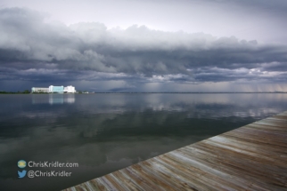 Lines and textures - storm, water, dock.