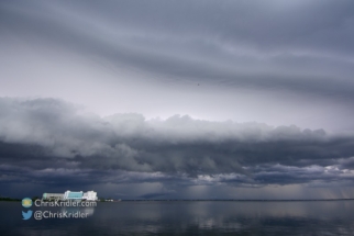 Lines and textures - storm, water, dock.