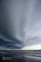 The arcus cloud moves over the Atlantic Ocean.