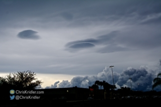 UFOs! Actually, bits of cloud left over from the storm.