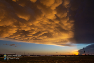 As the sun set, it lit up the beautiful mammatus.