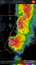 The cells intensified toward sunset, dropping big hail.