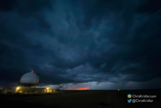 The iPhone turned dusk by the radar dome north of Sublette into a painting.