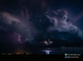 The remaining light lent structure and color to the lightning show.