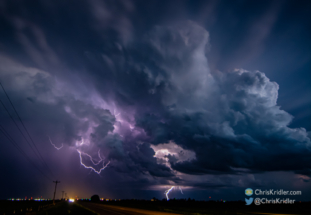 Crawlers and cloud-to-ground lightning lit up the night.