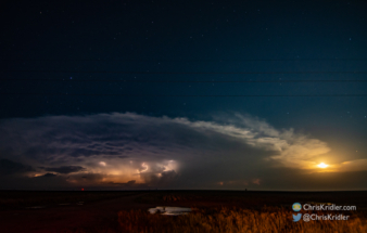 We stopped to watch the moon rise behind the lightning storms.