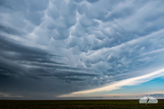 The evolving storm had lovely mammatus as new development occurred to the northwest.