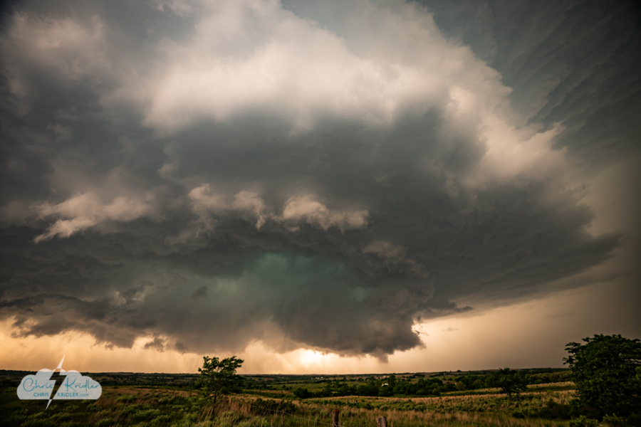 Supercell with green light, by Chris Kridler